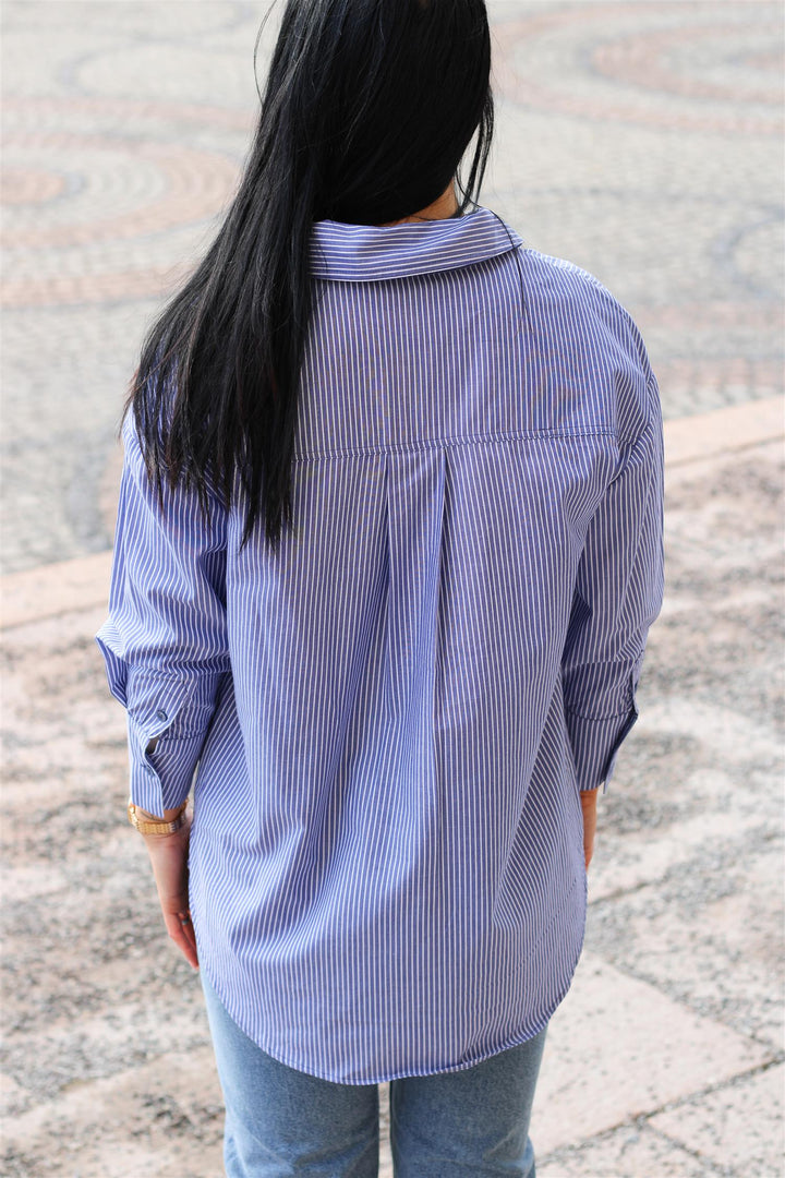 Anine Bing - Mika Shirt blue and white