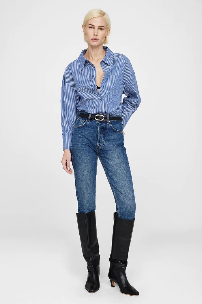 Anine Bing - Mika Shirt blue and white